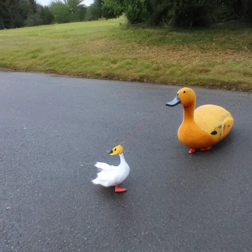 my dog took my duck for a walk. Stable Diffusion
