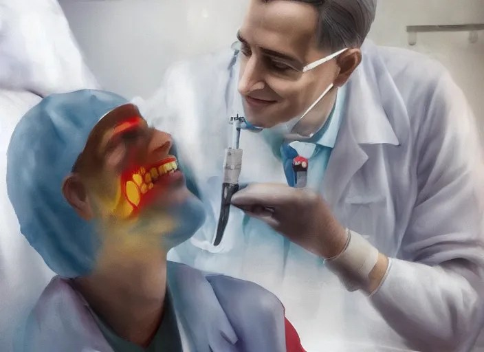 a happy patient just cured from schizophrenia by power Stable Diffusion