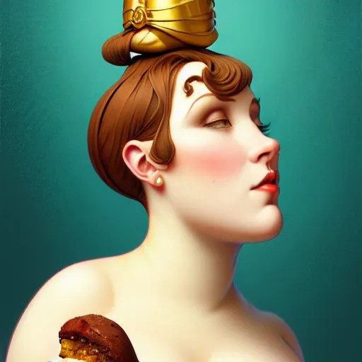 curvy woman with a bundt cake head, digital art, Stable Diffusion