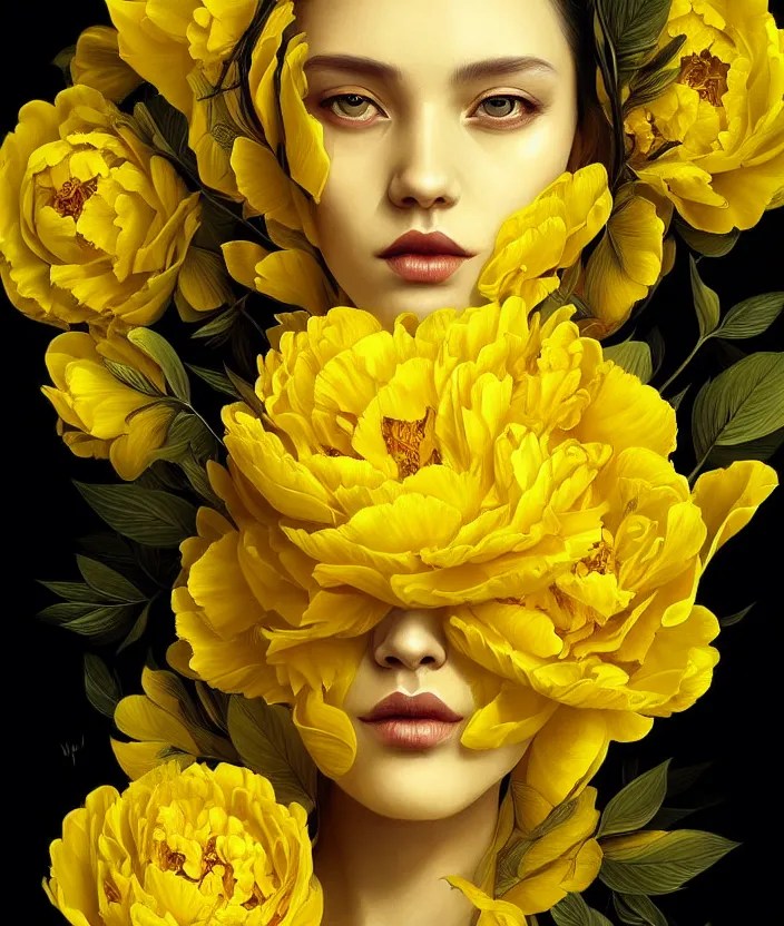 beautiful yellow woman, symmetrical portrait, Stable Diffusion OpenArt