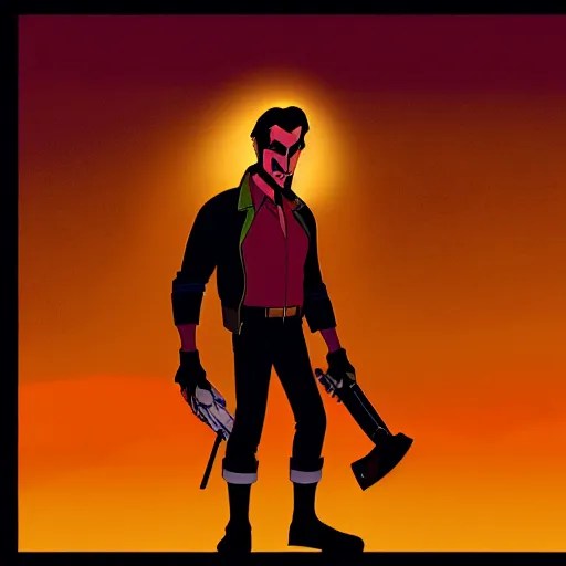 ash Williams in DuckTales, dramatic lighting, concept Stable