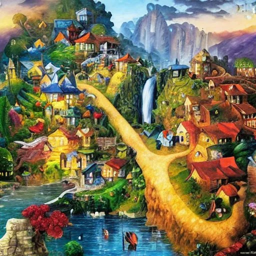 waterfall village by james christensen, rob gonsalves, Stable