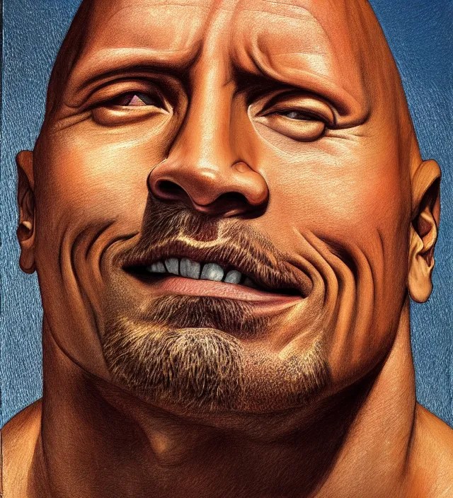 portrait of Dwayne Johnson,(((head as a rock))) Stable Diffusion