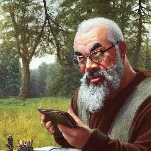 Gary Gygax Gary Gygax plays dungeons and dragons in | Stable Diffusion