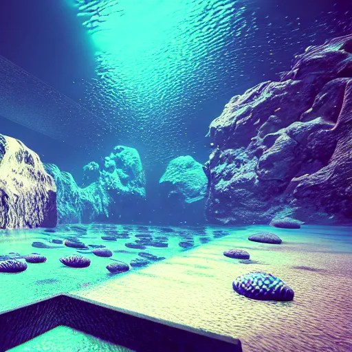 3d render underwater with brilliant lights. Caustics. Stable
