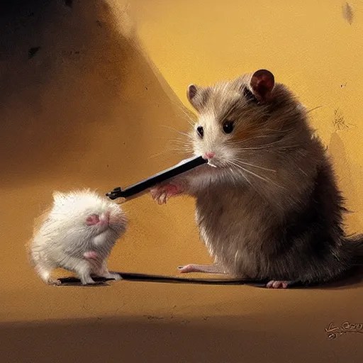 a hamster killing a cat by greg rutkowski Stable Diffusion OpenArt
