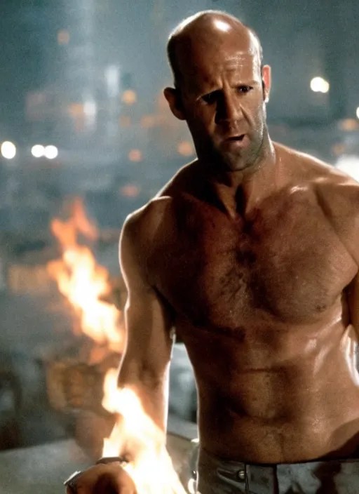 film still of Jason Statham as John McClane in Die | Stable Diffusion