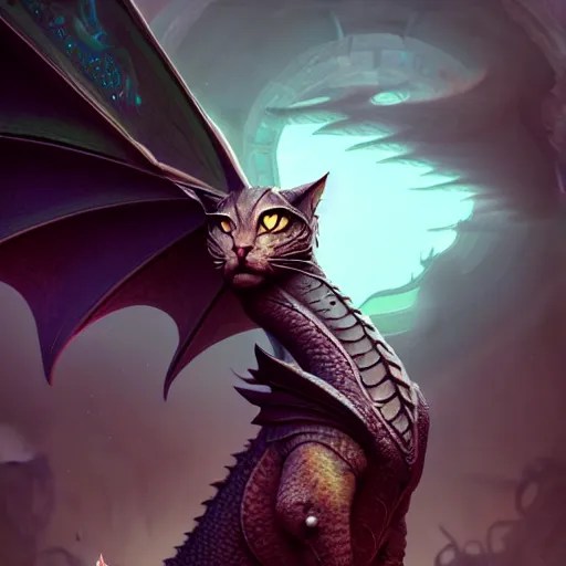 beautiful dragon cat. intricate portrait, occult Stable Diffusion