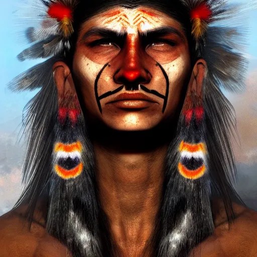 a the face of a comanche warrior in full warpaint Stable Diffusion