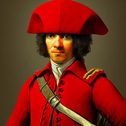 A male 18th century British Redcoat Soldier wearing a Stable