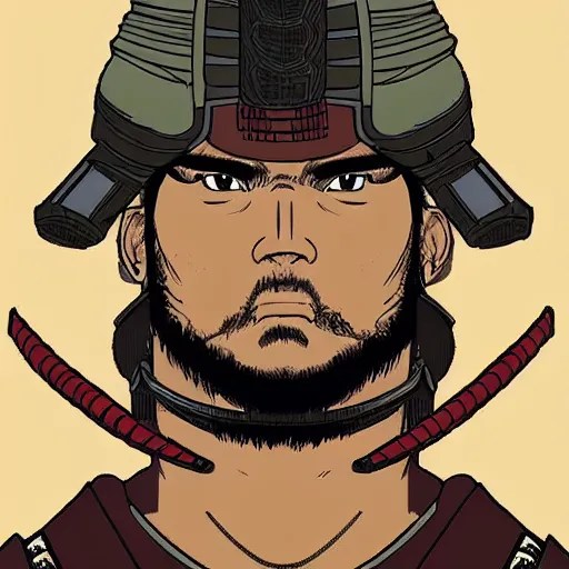 a powerful japanese samurai wearing war gear, detailed Stable