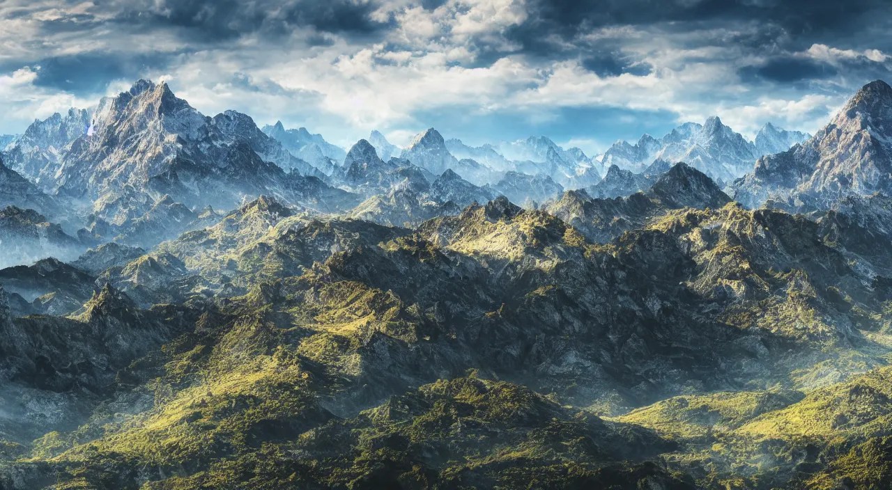 majestic Mountain range landscape, high definition, Stable Diffusion