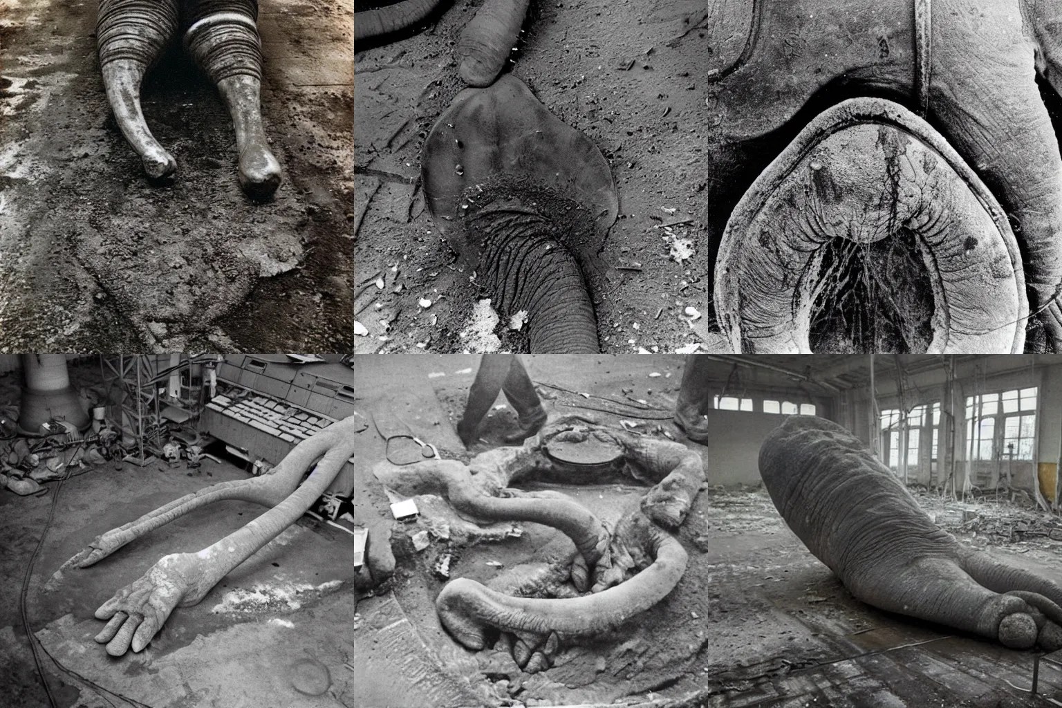 photograph of the elephant foot at Chernobyl nuclear Stable Diffusion