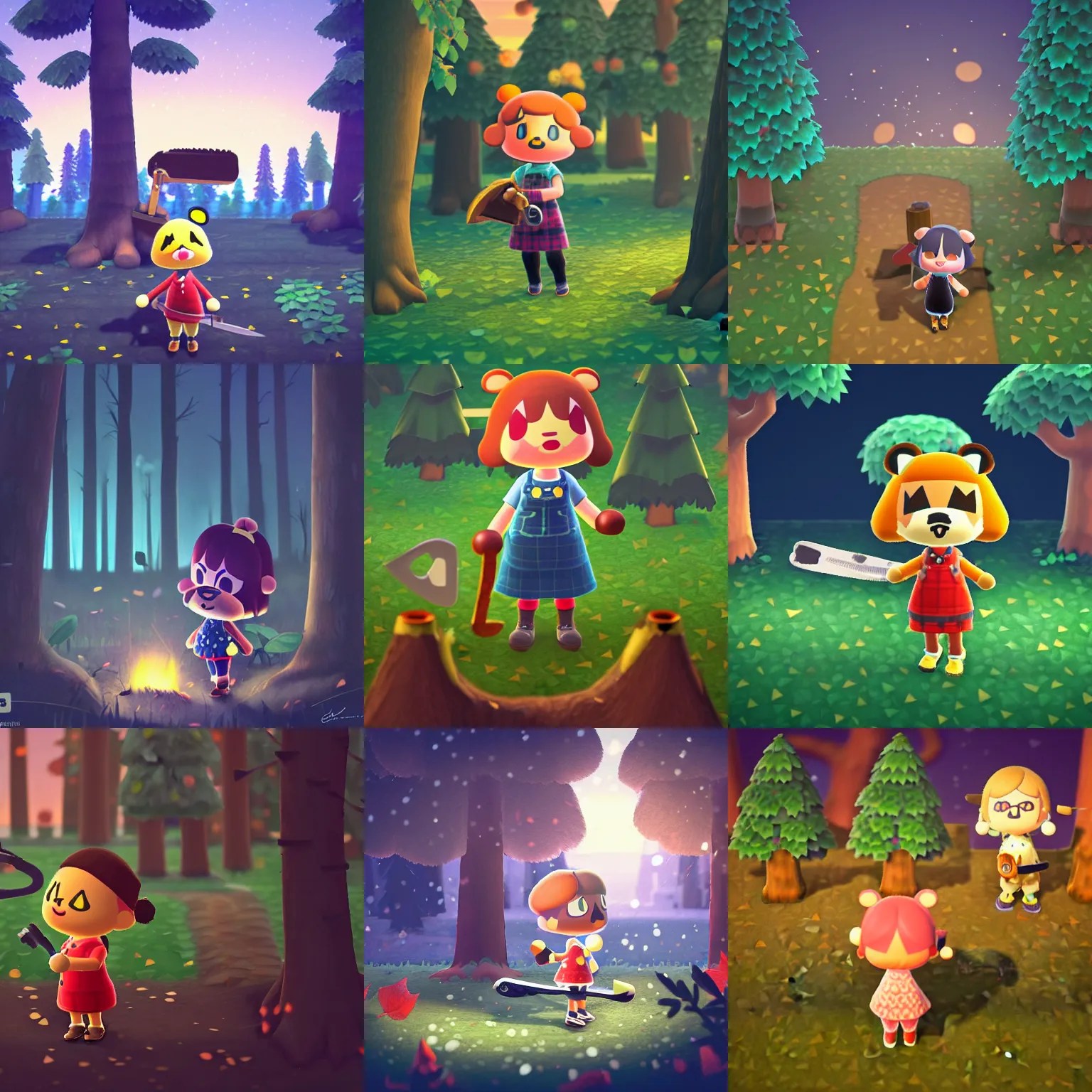 Isabelle from animal crossing standing in a dark real Stable