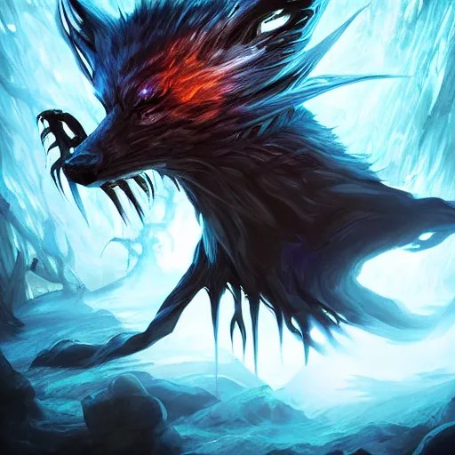 Dark Fox Illusion, spell, magic the gathering artwork, Stable Diffusion