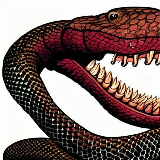a close up illustration of an aggressive copperhead Stable Diffusion