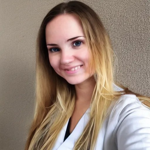 female nursing student, dirty blonde with highlights, Stable