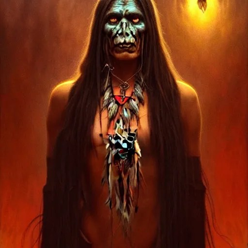 evil native american skinwalker, horror demon, heroic Stable Diffusion