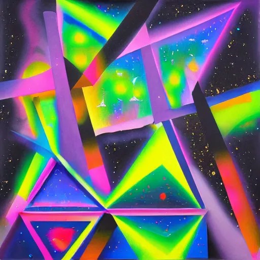 painting of Neon geometric cubism city street 🌌 in Stable Diffusion