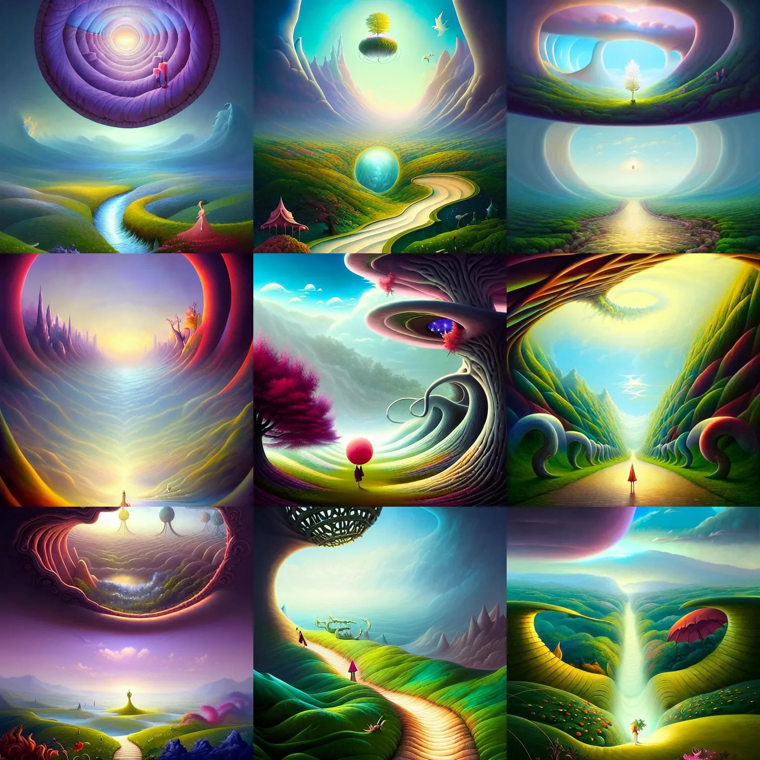 a whimsical matte painting of a winding path through Stable Diffusion