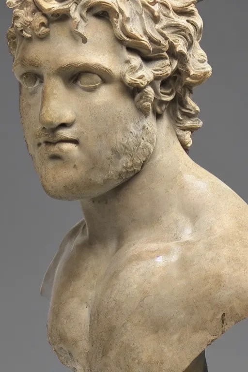 a beautiful sculpture of a greek bust of apollon by Stable Diffusion