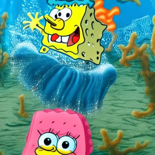 SpongeBob catching jellyfish, beautiful beautiful Stable Diffusion