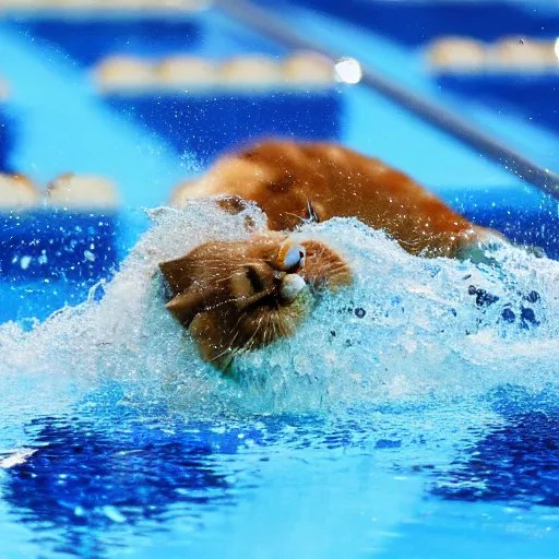 photo of cat swimming in the 2 0 1 5 world swimming Stable Diffusion