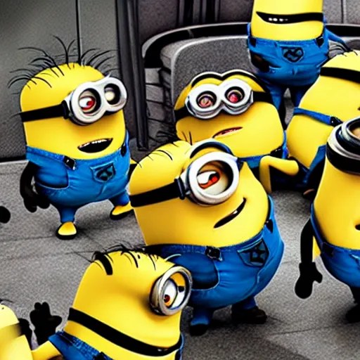 photograph of several minions from despicable me being Stable