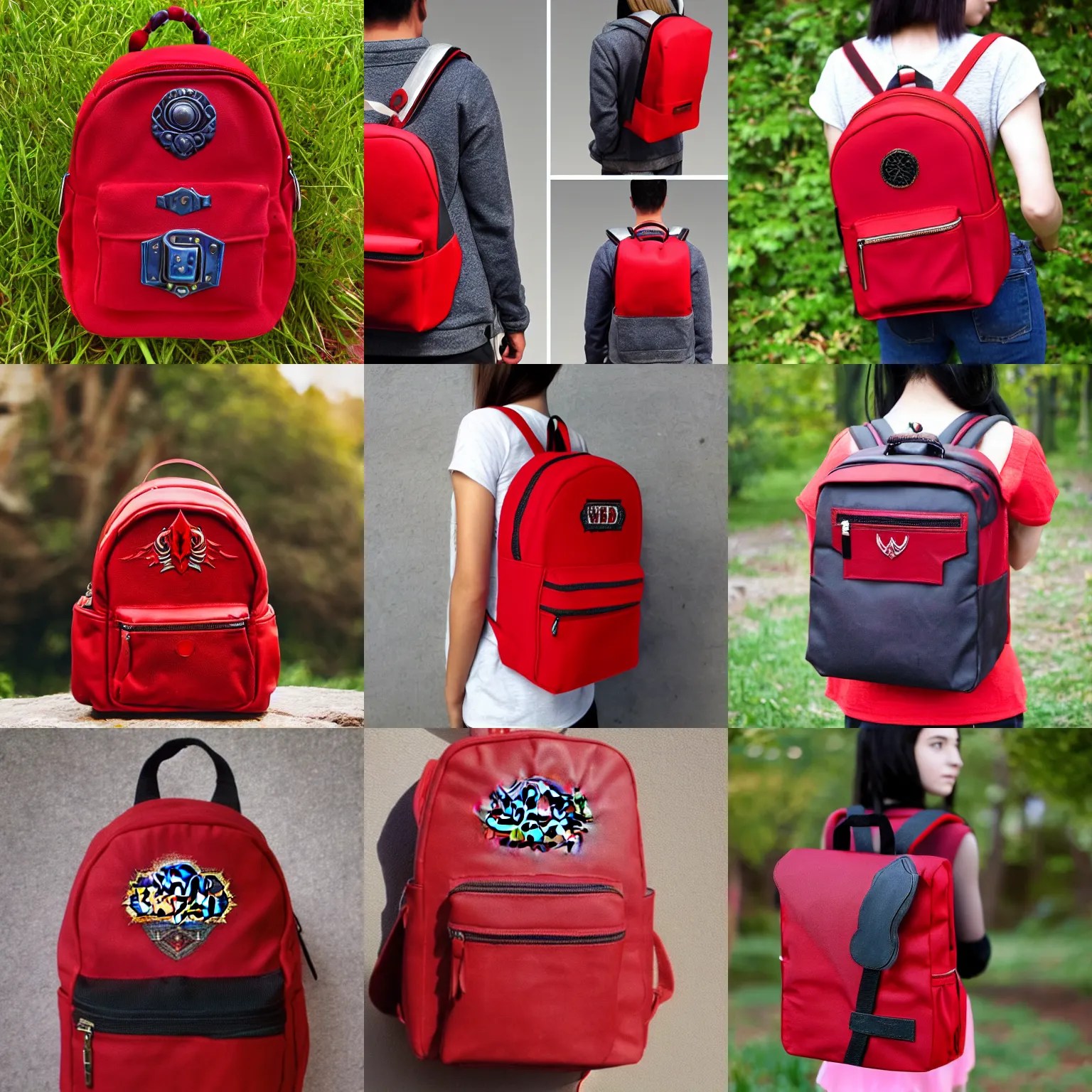 red backpack, in the style of World of Warcraft Stable Diffusion