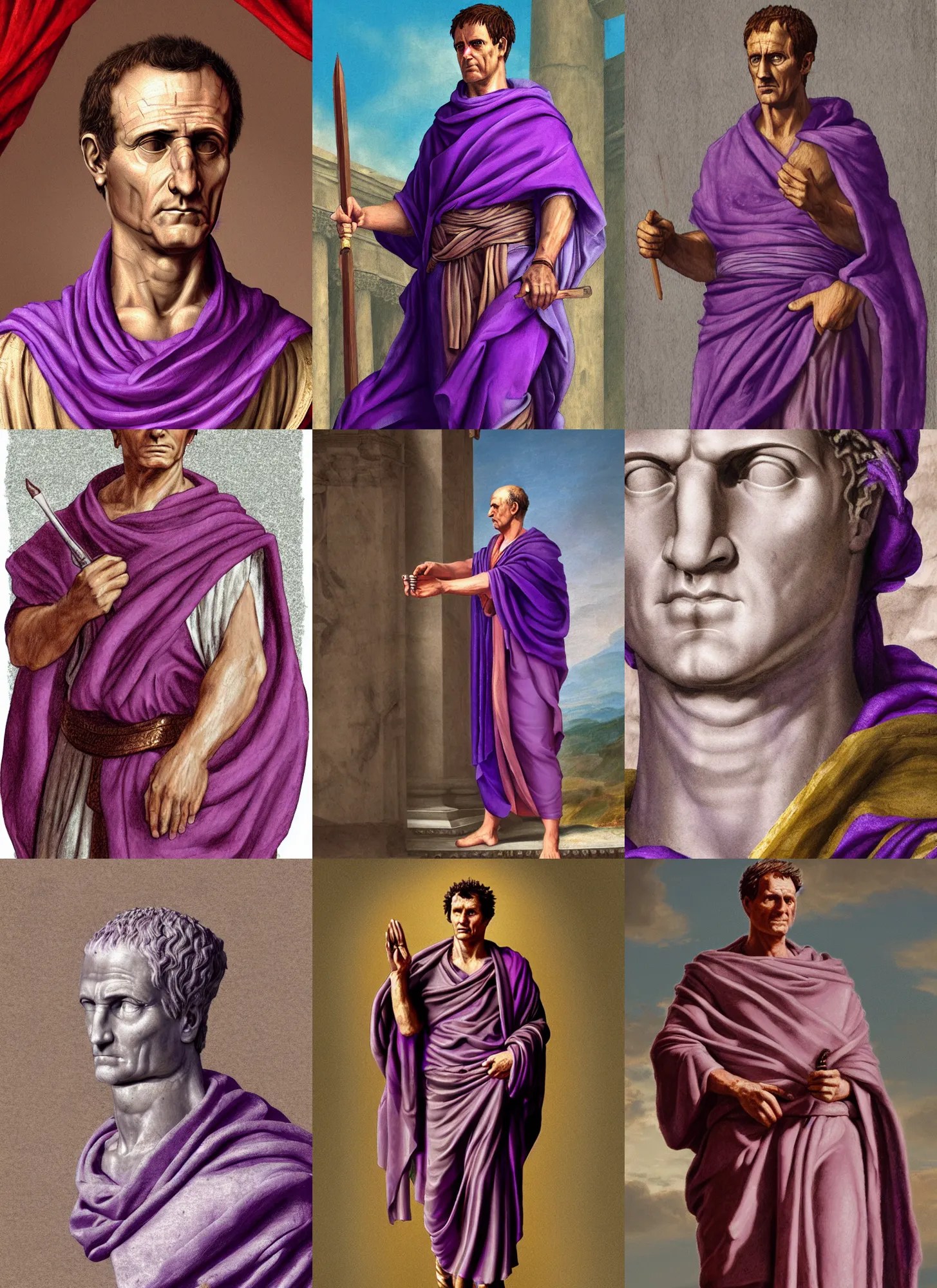 gaius julius caesar wearing a tyrian purple toga, Stable Diffusion