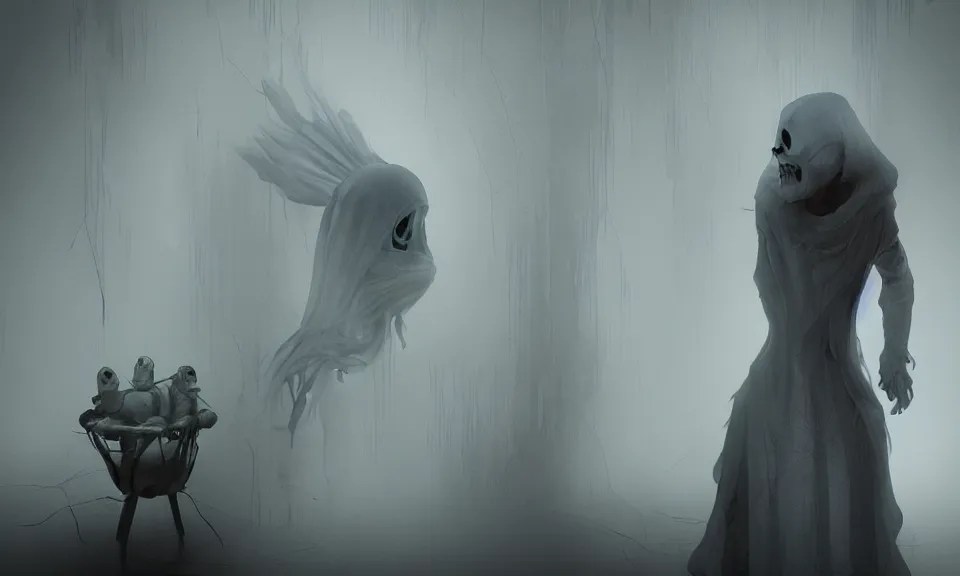 Very creepy ghost, digital art, ArtStation, CGSociety, Stable Diffusion
