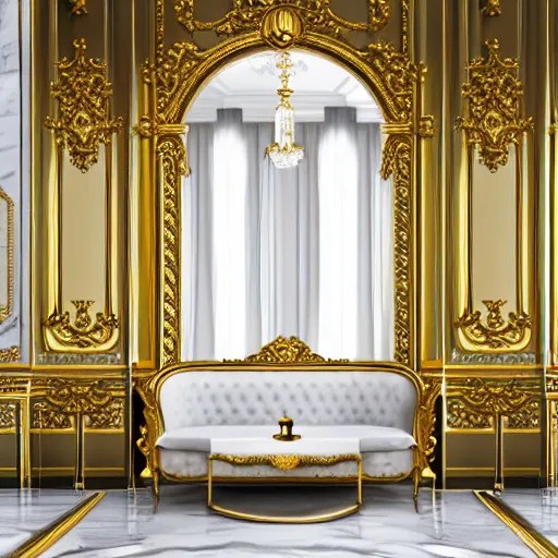 parisian interior, white marble, gold accents, Stable Diffusion OpenArt