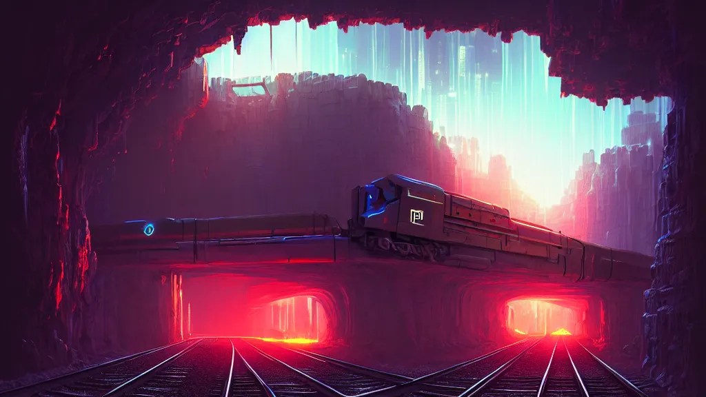 cyberpunk on railroad through underground Stable Diffusion OpenArt