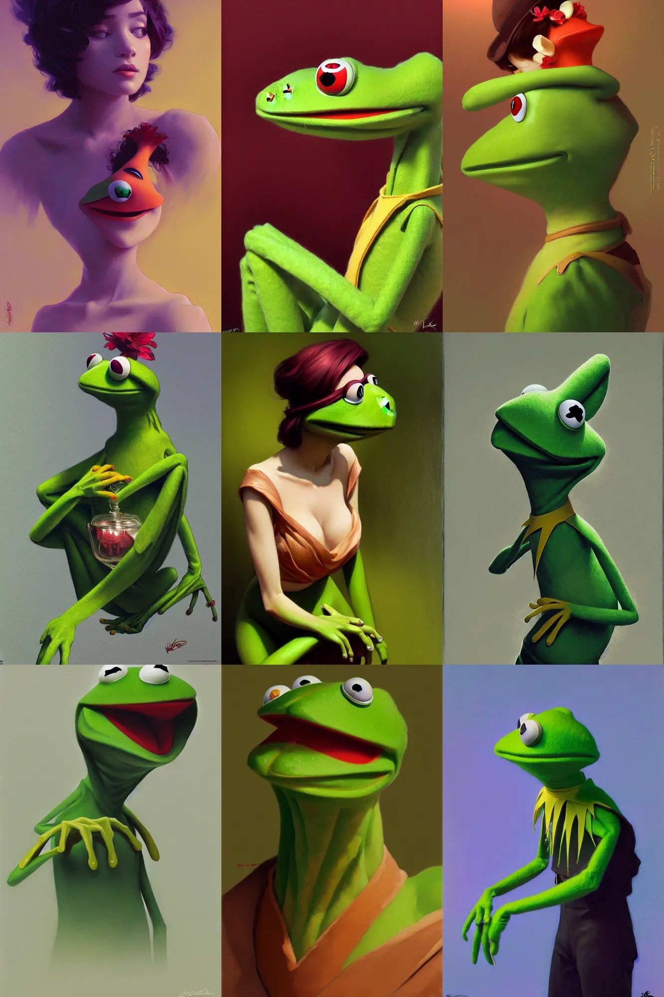 kermit the frog holding a knife, digital art, Stable Diffusion OpenArt