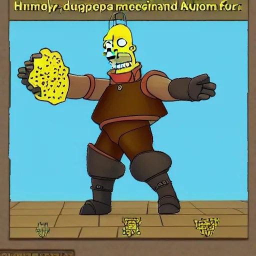 Runescape Homer Simpson wearing Bronze Armor during Stable Diffusion