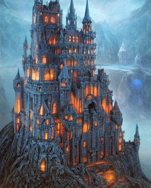 beautiful concept art of a high fantasy castle by alan Stable Diffusion