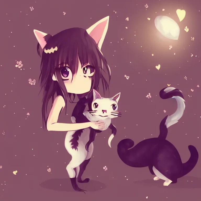 cute cat,chibi,anime Stable Diffusion