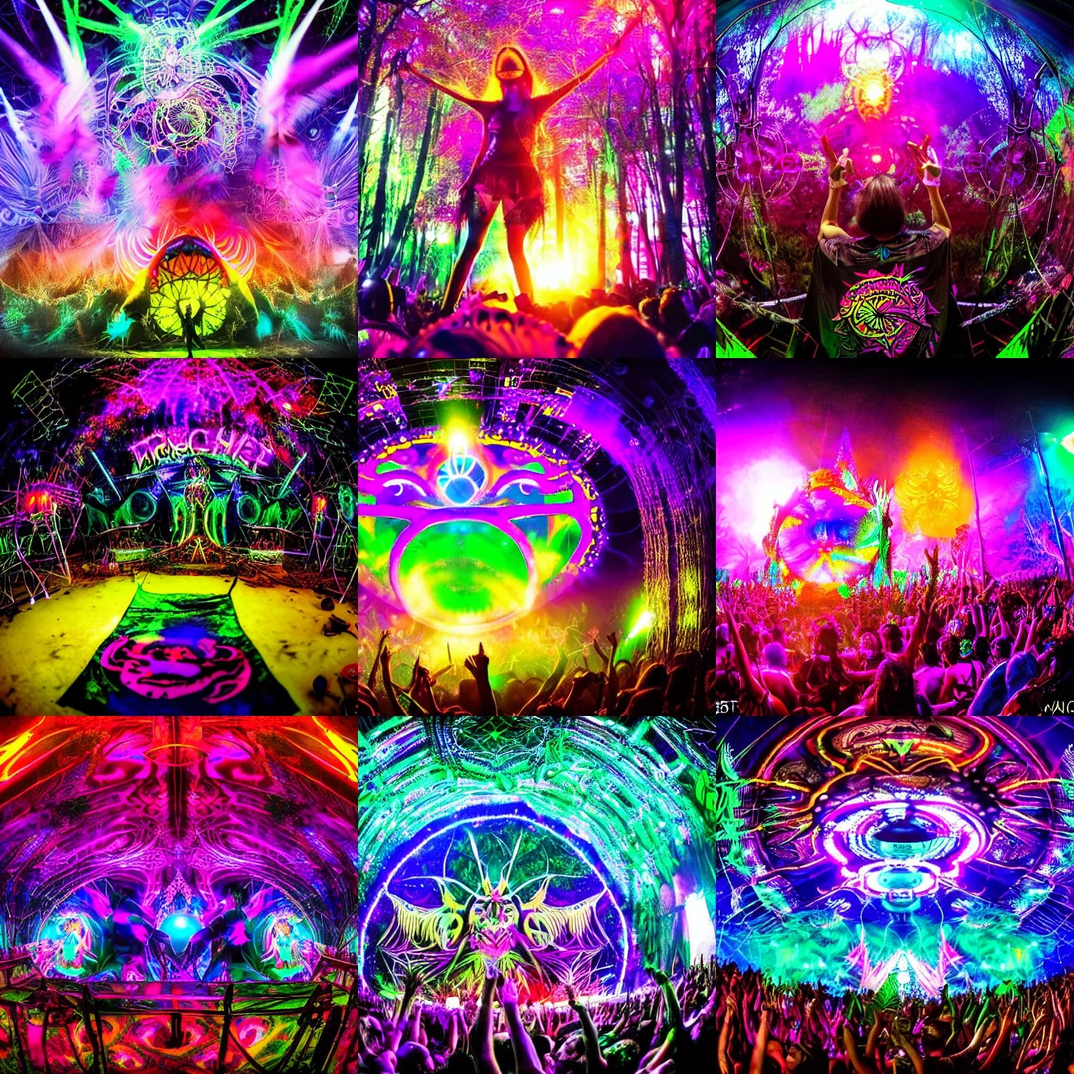 psychedelic trance music festival, electronic, minimal Stable Diffusion