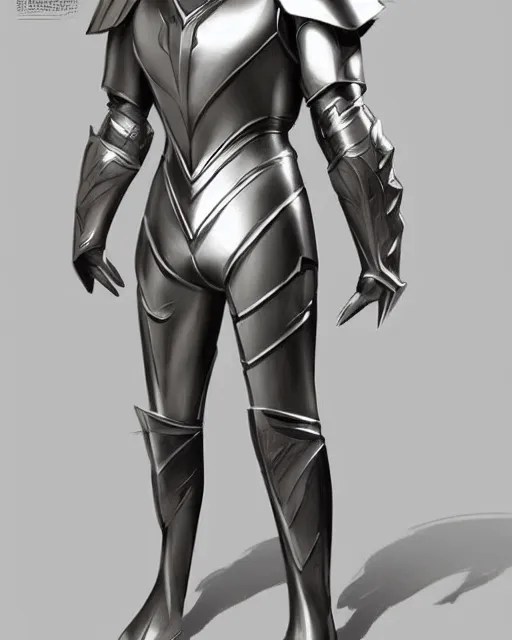 suit of fantasy armor, shiny silver armor with gold Stable Diffusion