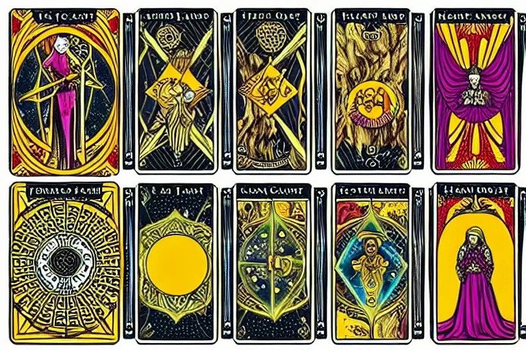 tarot card designs featuring magic gemstones, ornate Stable Diffusion