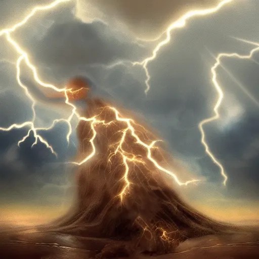 a god made out of thunder throwing lightning bolts Stable Diffusion