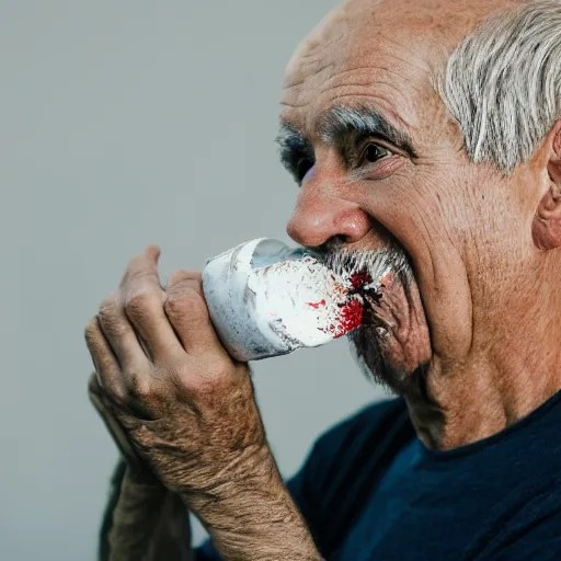 photo of an old man eating paint Stable Diffusion