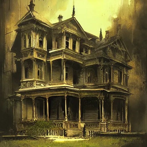 exterior of haunted victorian house, horror by greg Stable Diffusion