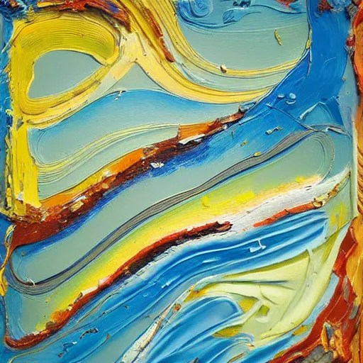 oil paint impasto relief, powerful waves, multi Stable Diffusion