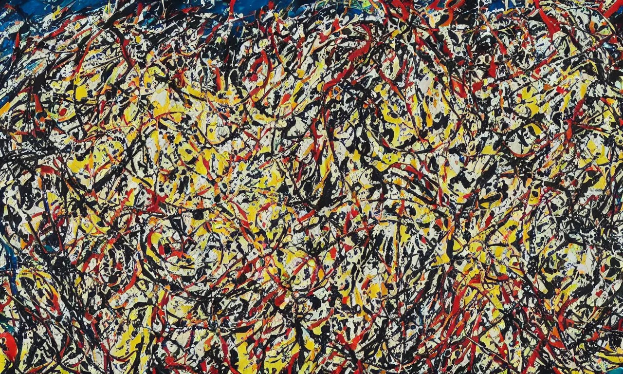 jackson pollock drip painting of the assumption, Stable Diffusion