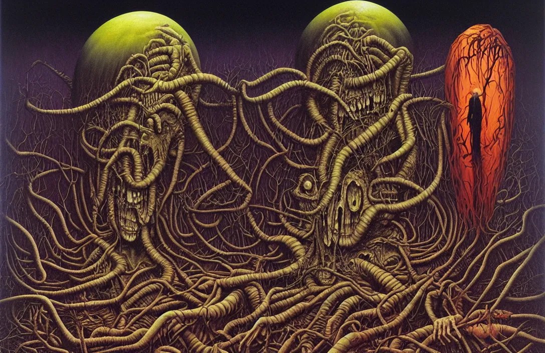 a horror painting by junji ito, michael whelan, roger Stable