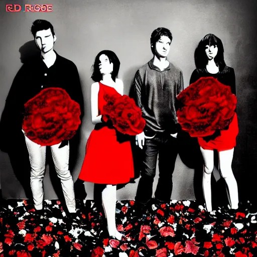 album cover of a indie pop band, red rose, album cover Stable Diffusion