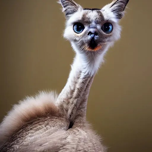 a ostrich cat hybrid, animal photography Stable Diffusion