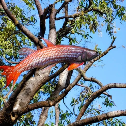 A fish climbing a tree Stable Diffusion
