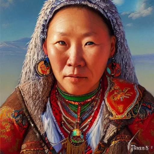 portrait of an yakut woman ( 3 5 ) from yakutia, Stable Diffusion